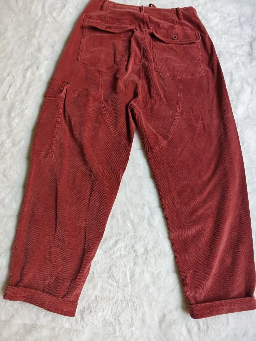 Free People Bay To Breakers Corduroy Cargo Pants XS Russet Red Utility Drawstrin